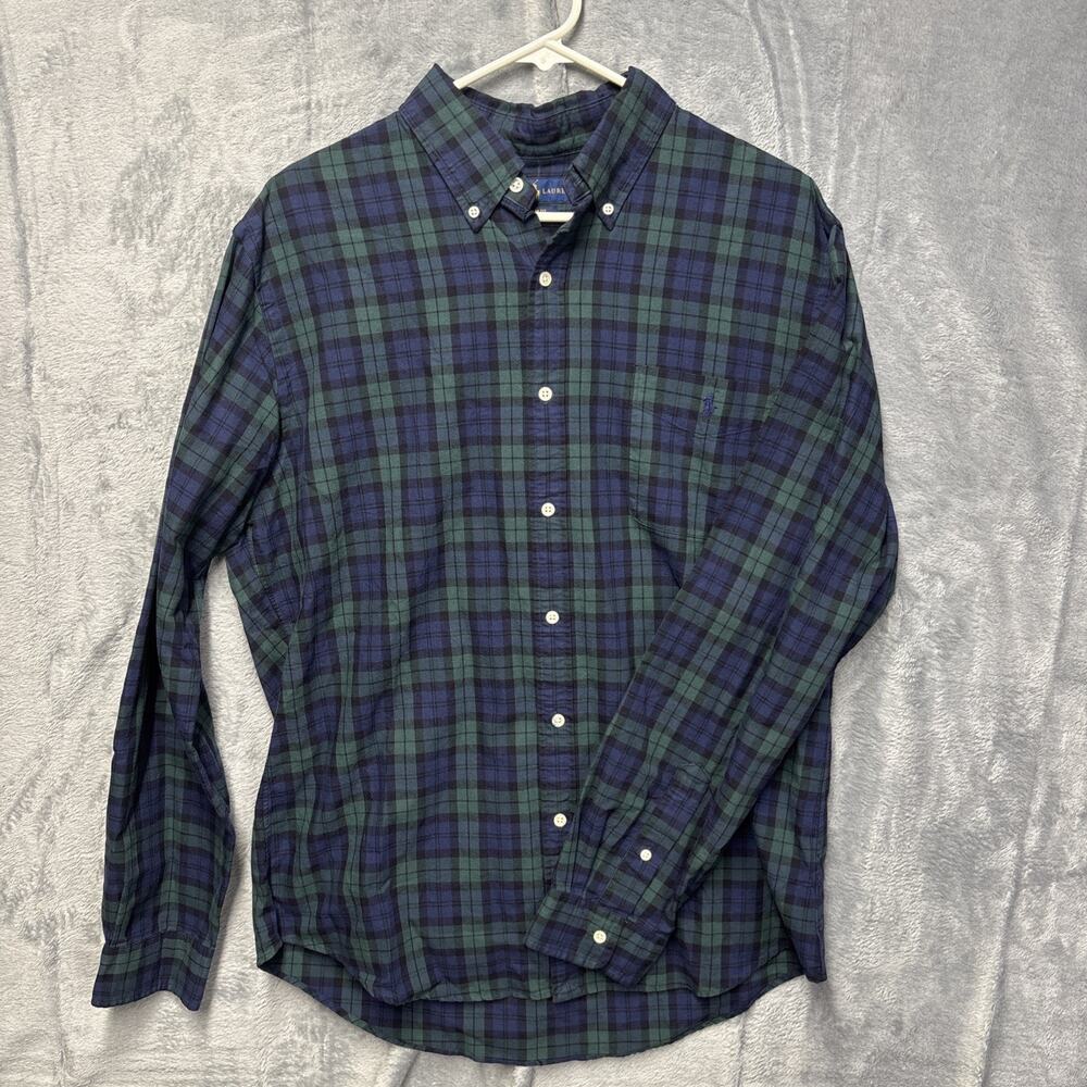 Ralph Lauren Shirt Men’s Size XL Slim Fit Long Sleeve Green Blue Plaid